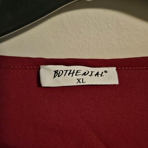 XL Deep Red Bothenial casual blouse with vneck work business - Picture 4 of 5